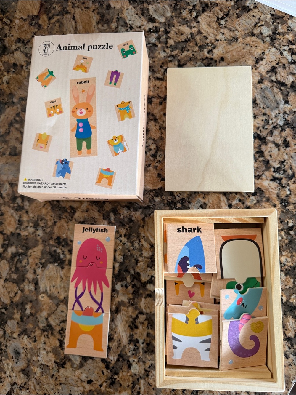 Wooden Animal Puzzle Set for Kids - Multicolor